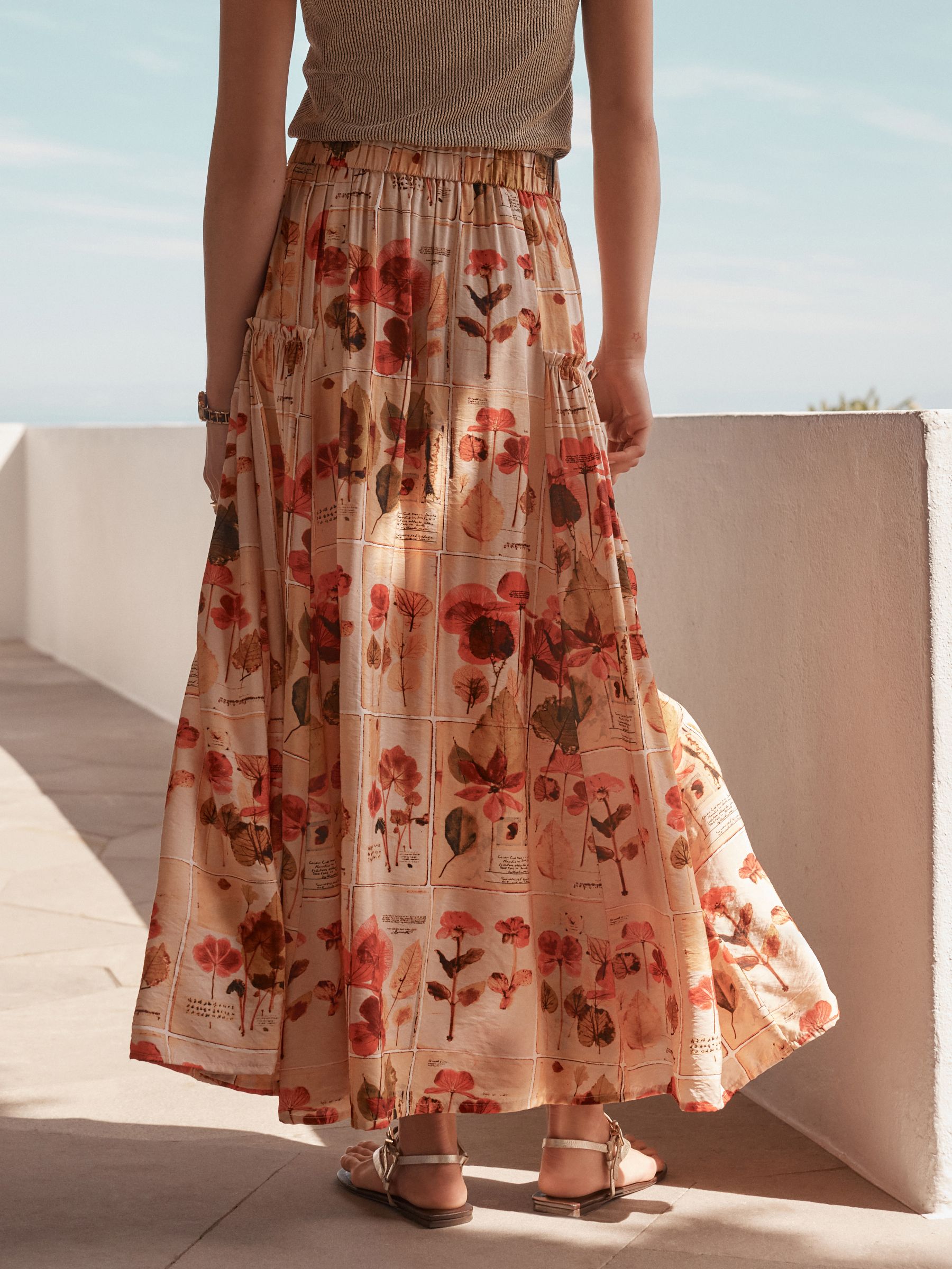 Buy Red/Cream Print Lightweight Maxi Skirt from Next USA