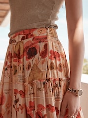 Red/Cream Print Lightweight Maxi Skirt - Image 5 of 8