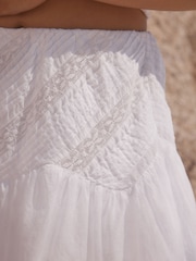 White Lace Detail Mini 100% Cotton Skirt - Image 5 of 8