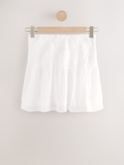White Lace Detail Mini 100% Cotton Skirt - Image 6 of 8