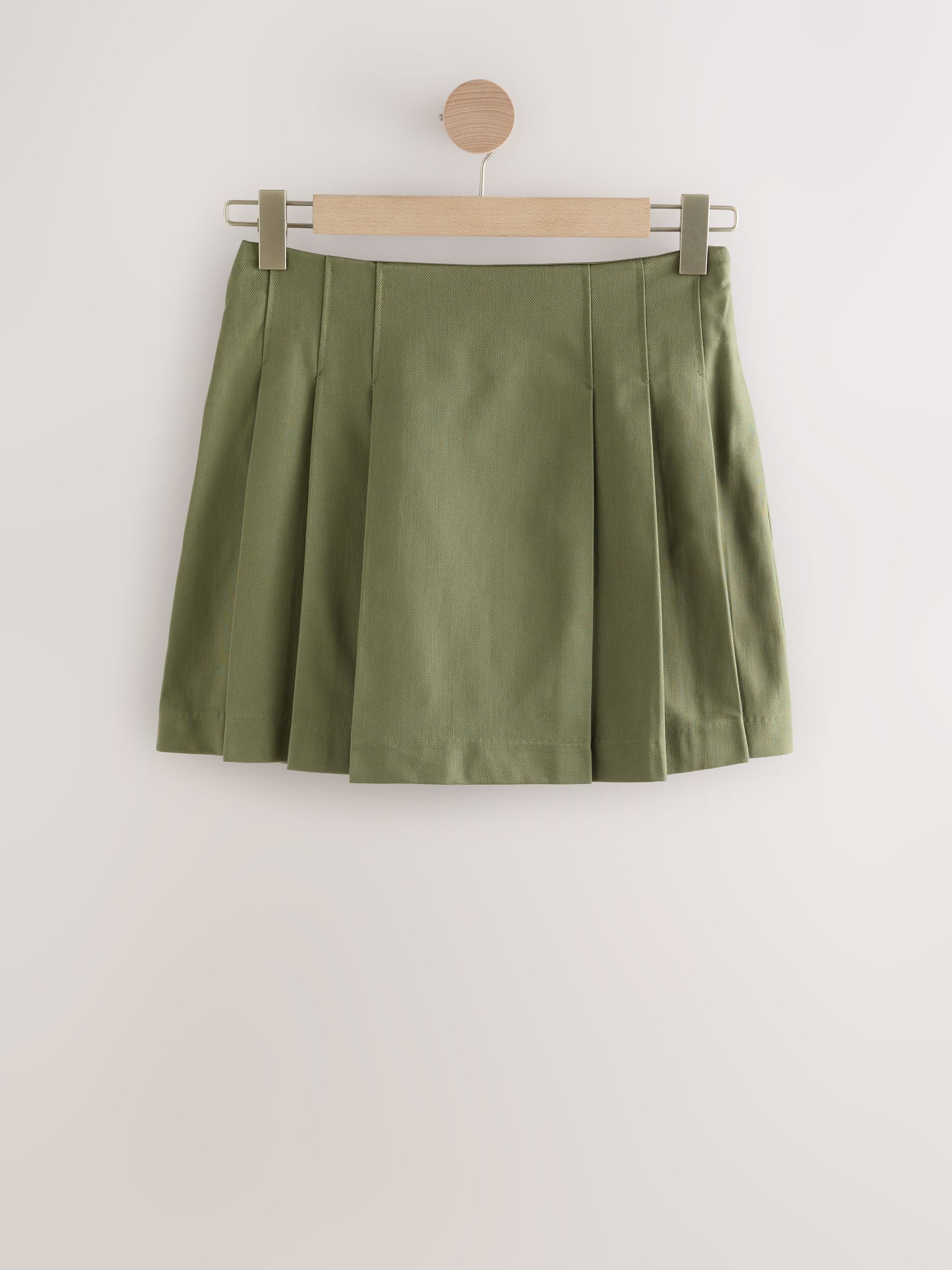 Buy Khaki Green Pleated Kilt Mini 100% Cotton Skirt from Next USA