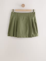 Khaki Green Pleated Kilt Mini 100% Cotton Skirt - Image 6 of 8