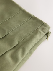 Khaki Green Pleated Kilt Mini 100% Cotton Skirt - Image 8 of 8