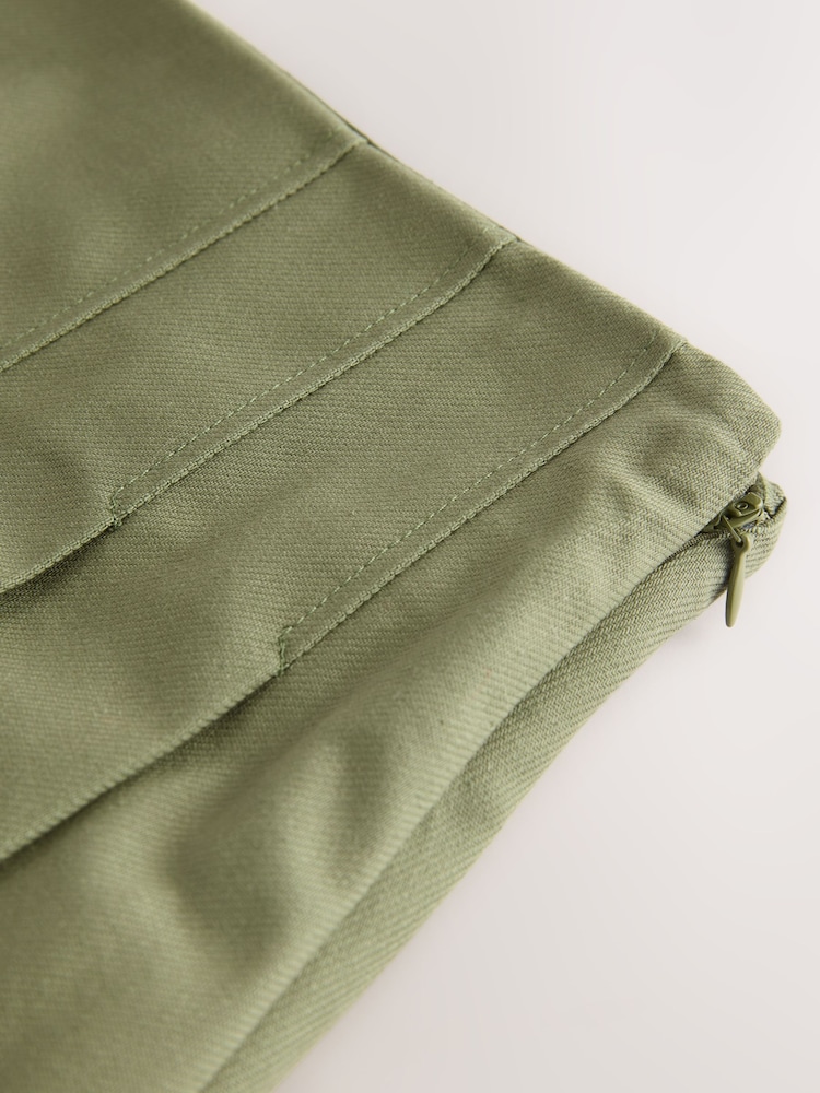 Khaki Green Pleated Kilt Mini 100% Cotton Skirt - Image 8 of 8