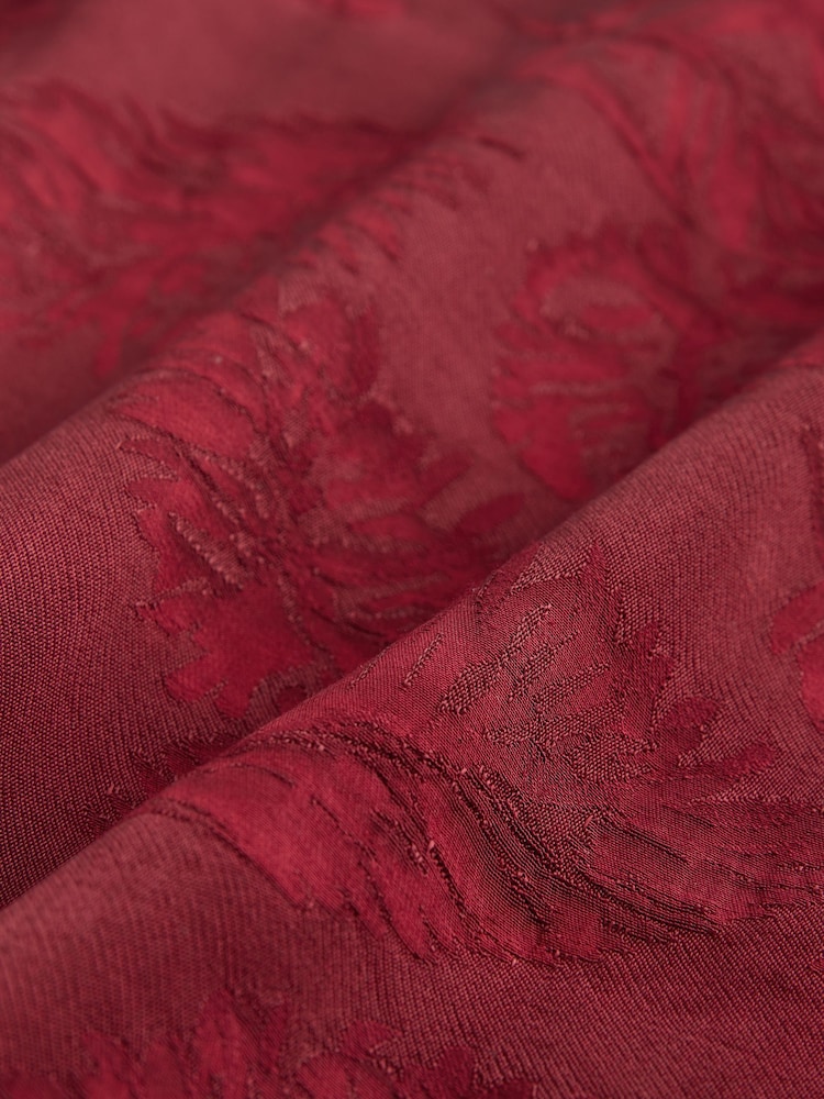 Roșu vișiniu - Fustă sarong midi din jacard Satin - Image 6 of 7