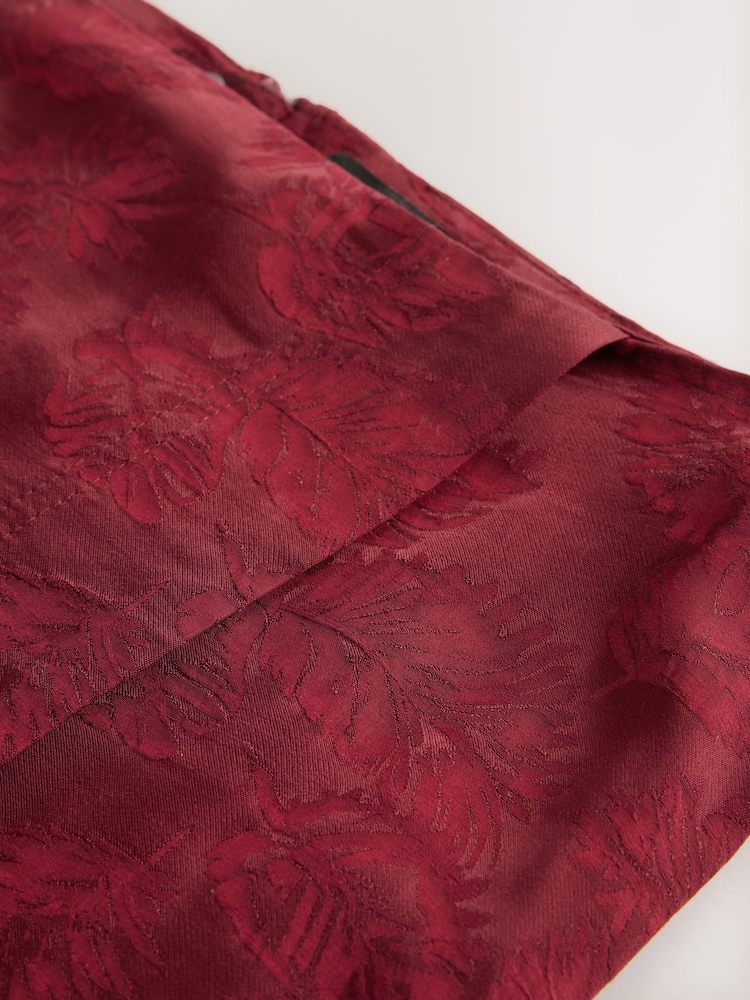 Roșu vișiniu - Fustă sarong midi din jacard Satin - Image 7 of 7