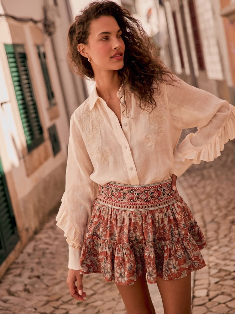 Orange Boho Rara Mini Skirt - Image 2 of 8