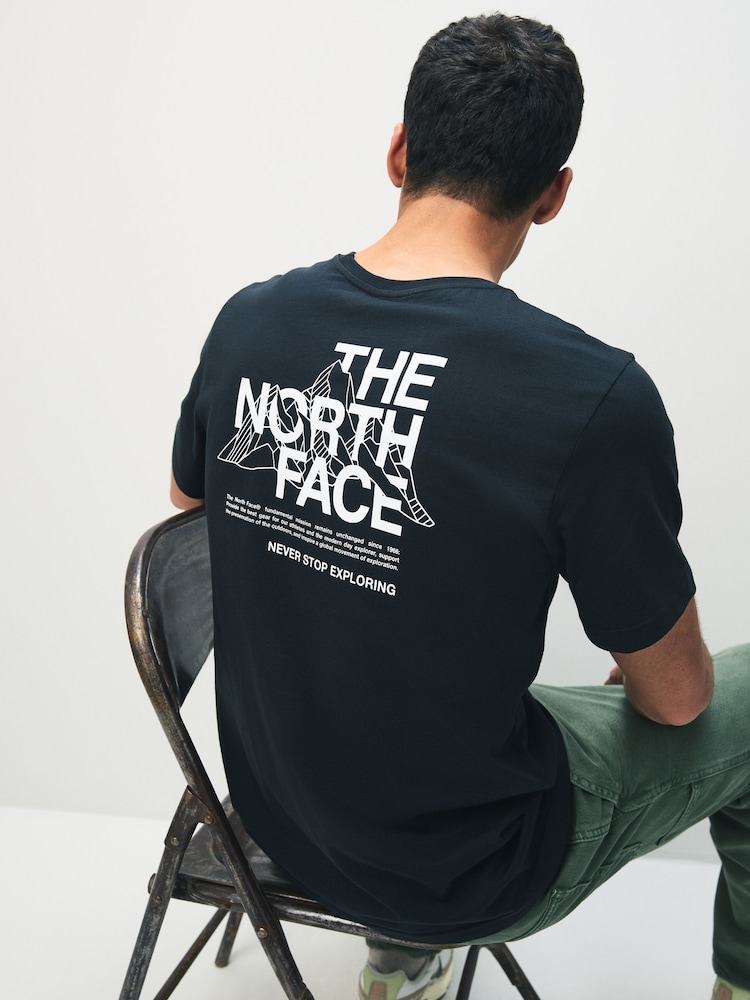 The North Face Black Mountain Sketch Back Print T-Shirt - Image 1 of 6 The North Face Black Mountain Sketch Back Print T-Shirt - Image 1 of 6