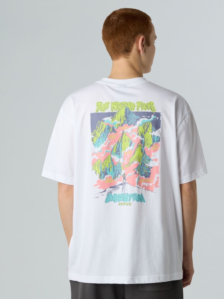 The North Face White Expedition Celebration Back Print Oversized T-Shirt - Image 2 of 3 The North Face White Expedition Celebration Back Print Oversized T-Shirt - Image 2 of 3