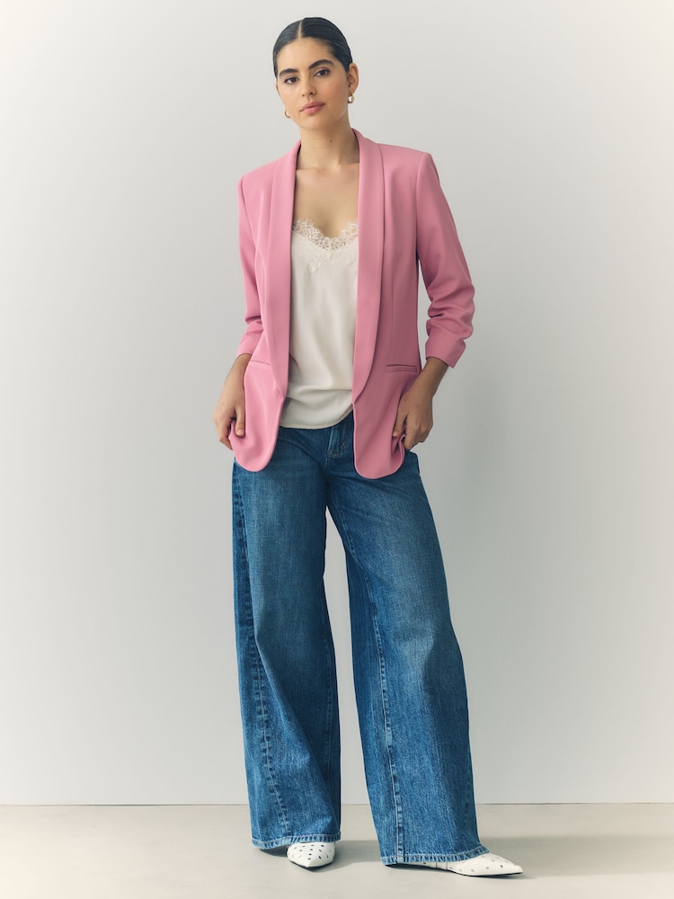 Pink Relaxed Ruched Sleeve Blazer - Image 2 of 9