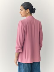 Pink Relaxed Ruched Sleeve Blazer - Image 3 of 9