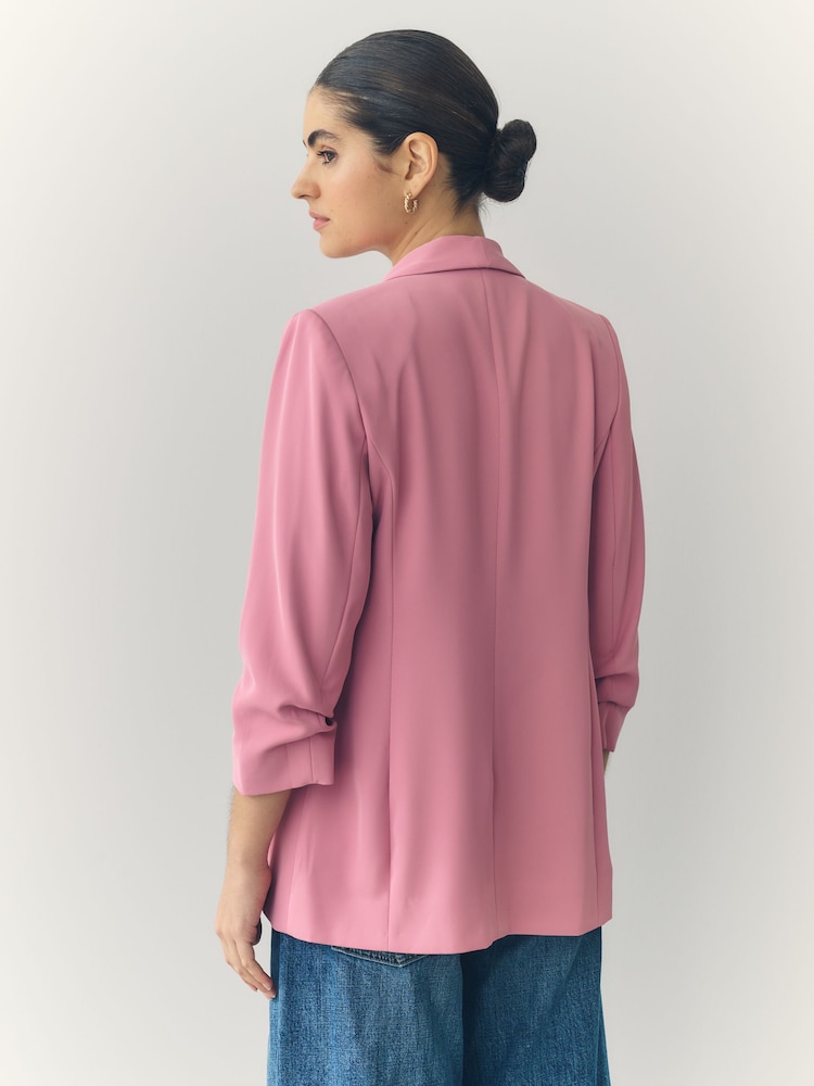 Pink Relaxed Ruched Sleeve Blazer - Image 3 of 9