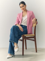 Pink Relaxed Ruched Sleeve Blazer - Image 4 of 9