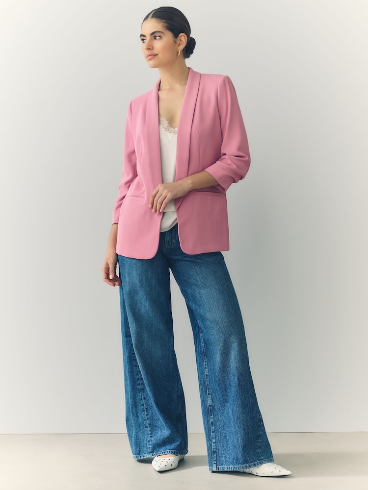 Pink Relaxed Ruched Sleeve Blazer - Image 5 of 9