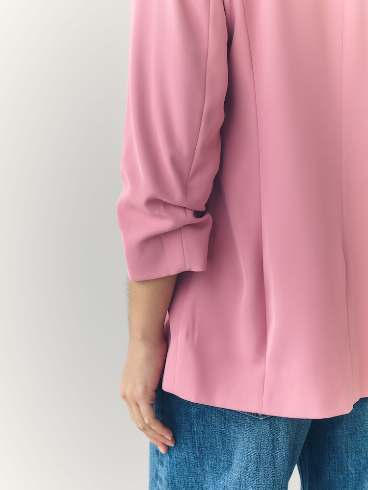 Pink Relaxed Ruched Sleeve Blazer - Image 6 of 9