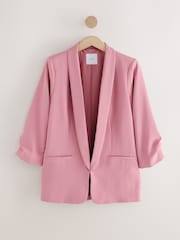 Pink Relaxed Ruched Sleeve Blazer - Image 7 of 9