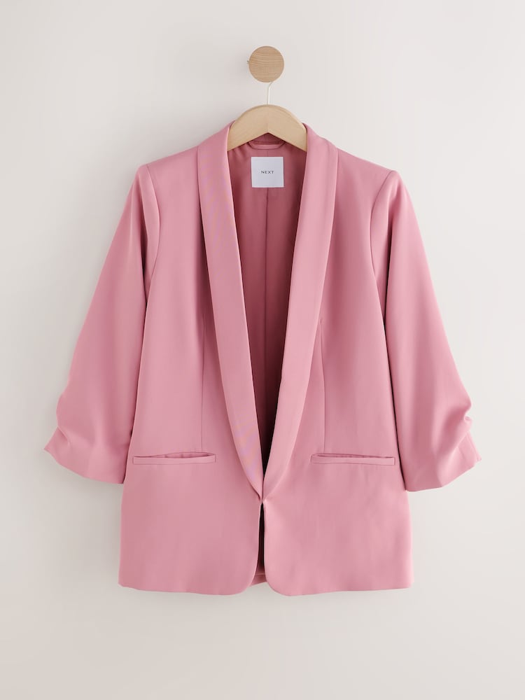 Pink Relaxed Ruched Sleeve Blazer - Image 7 of 9