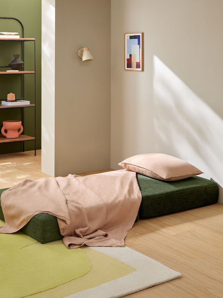 MADE.COM Green Soft Textured Weave Piero Foldable Sofabed - Image 2 of 7
