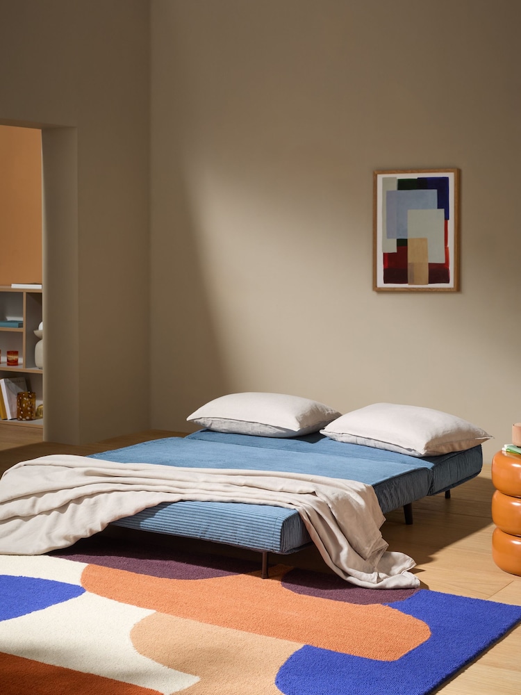 MADE.COM Steel Blue Corduroy Large Haru 2 Seater Sofa Bed - Image 2 of 7