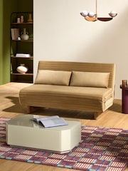 MADE.COM Soft Caramel Brown Velvet Large Bingham 2 Seater Sofa Bed - Image 1 of 6