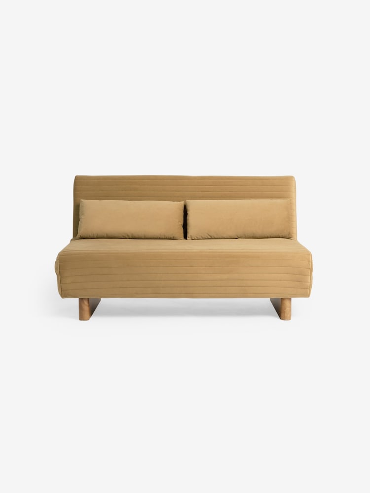 MADE.COM Soft Caramel Brown Velvet Large Bingham 2 Seater Sofa Bed - Image 6 of 6