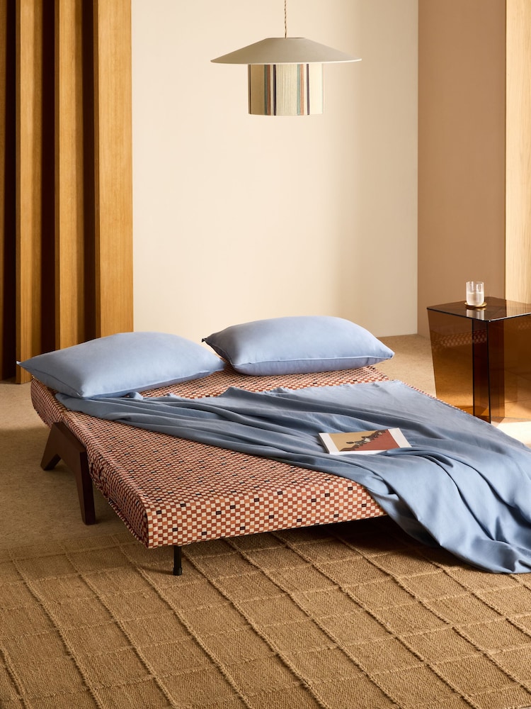 MADE.COM Rust Red Checked Velvet Large Kimpton 2 Seater Sofa Bed - Image 2 of 7