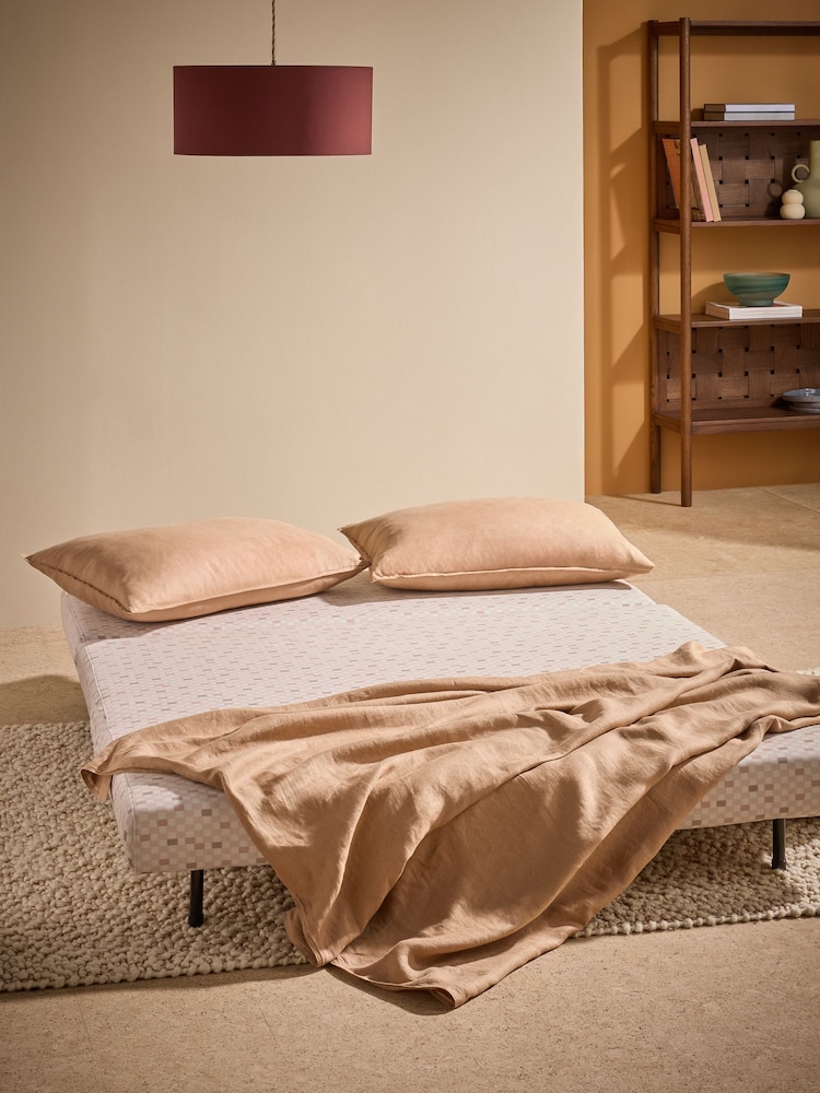 MADE.COM Blush Pink Checked Velvet Large Elara 2 Seater Sofa Bed - Image 2 of 6