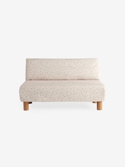 MADE.COM Blush Pink Checked Velvet Large Elara 2 Seater Sofa Bed - Image 6 of 6