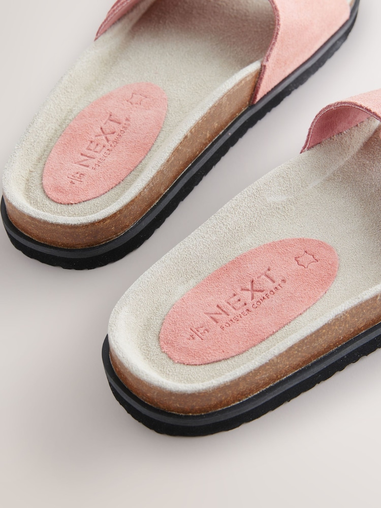 Pink Suede Forever Comfort® Single Strap Footbed Sandals - Image 5 of 5