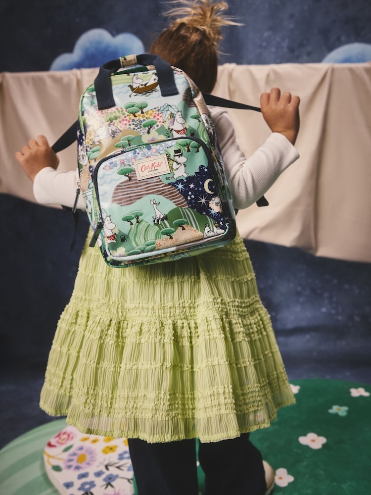 Mint Green Floral Kids Backpack Leopard Floral Personalized Large Kids School Backpack with  main image 2