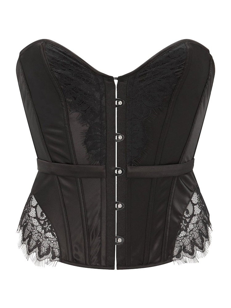 Ann Summers Black Everlasting Satin & Lace Corset Top - Image 6 of 6