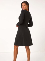 Roman Black Diamante Detail Knitted Dress - Image 3 of 5