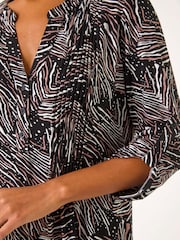 Roman Brown Linear Print Pintuck Pleat Shirt - Image 5 of 5