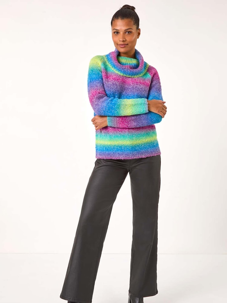 Roman Blue Cowl Neck Boucle Spacedye Jumper - Image 2 of 5