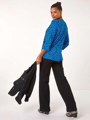 Roman Blue Abstract Print Pintuck Pleat Tunics - Image 3 of 5