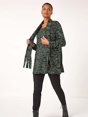 Roman Green Scarf Longline Stretch Tunic Top - Image 2 of 5