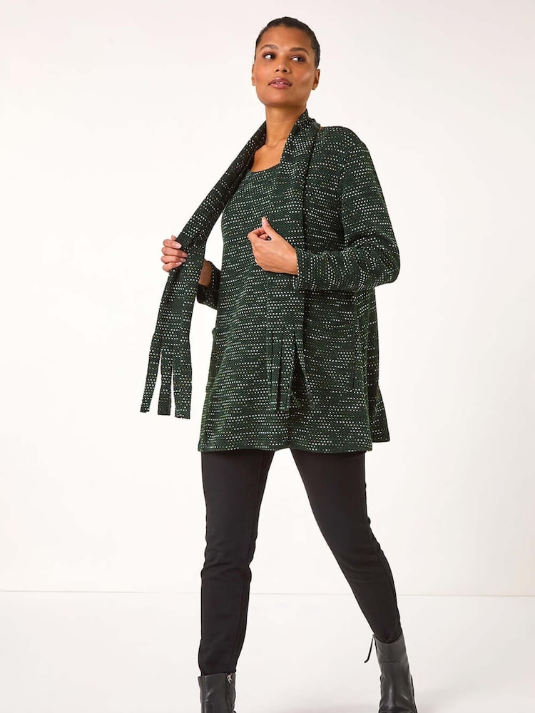 Roman Green Scarf Longline Stretch Tunic Top - Image 2 of 5