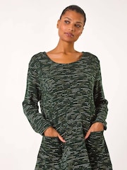 Roman Green Scarf Longline Stretch Tunic Top - Image 4 of 5