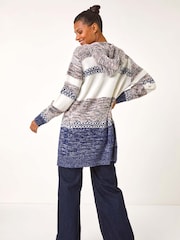 Roman Black Hooded Colour Block Stitch Cardigan - Image 2 of 5