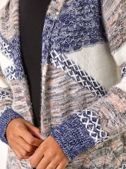 Roman Black Hooded Colour Block Stitch Cardigan - Image 5 of 5