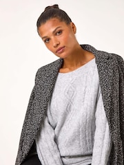 Roman Grey Sequin Cable Knit Jumper - Image 1 of 5