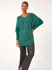 Roman Green Diamante Hotfix Sunray Top - Image 1 of 5