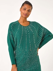 Roman Green Diamante Hotfix Sunray Top - Image 3 of 5