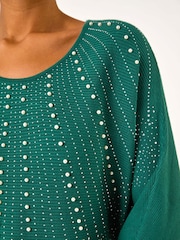 Roman Green Diamante Hotfix Sunray Top - Image 5 of 5