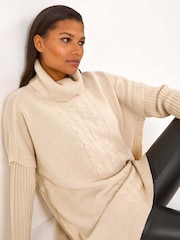 Roman Natural Cable Knit Poncho Jumper - Image 1 of 5