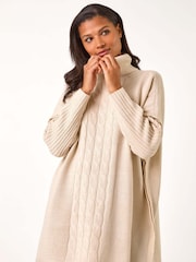 Roman Natural Cable Knit Poncho Jumper - Image 4 of 5