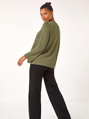 Roman Green Metallic Knit Tie Front Cardigan - Image 2 of 5