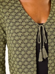Roman Green Metallic Knit Tie Front Cardigan - Image 5 of 5
