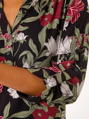 Roman Green Floral Print Stretch Blouse - Image 5 of 5