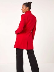 Roman Red Funnel Neck Buttoned Coat - Image 3 of 5